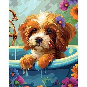 JingZhouYang Paint by Numbers for Kids & Adults & Beginner Painting Gift Kits - L 16"W 20" Colorful Cute Dog Painting Kits
