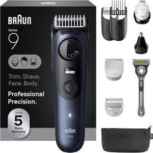 Braun Series 9 All-in-One Beard & Body Grooming Kit for Men, Cordless Trimmer, Hair Clippers & Shaver for Face, Hair & Body with Gillette Labs Razor, AIO 9530