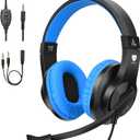 BlueFire Kids Headphones for Online School, Children, Teens, Boys, Girls, 3.5mm Stereo Over-Ear Gaming Headphone with Microphone and Volume Control for PS4, PS5, New Xbox OneBlue