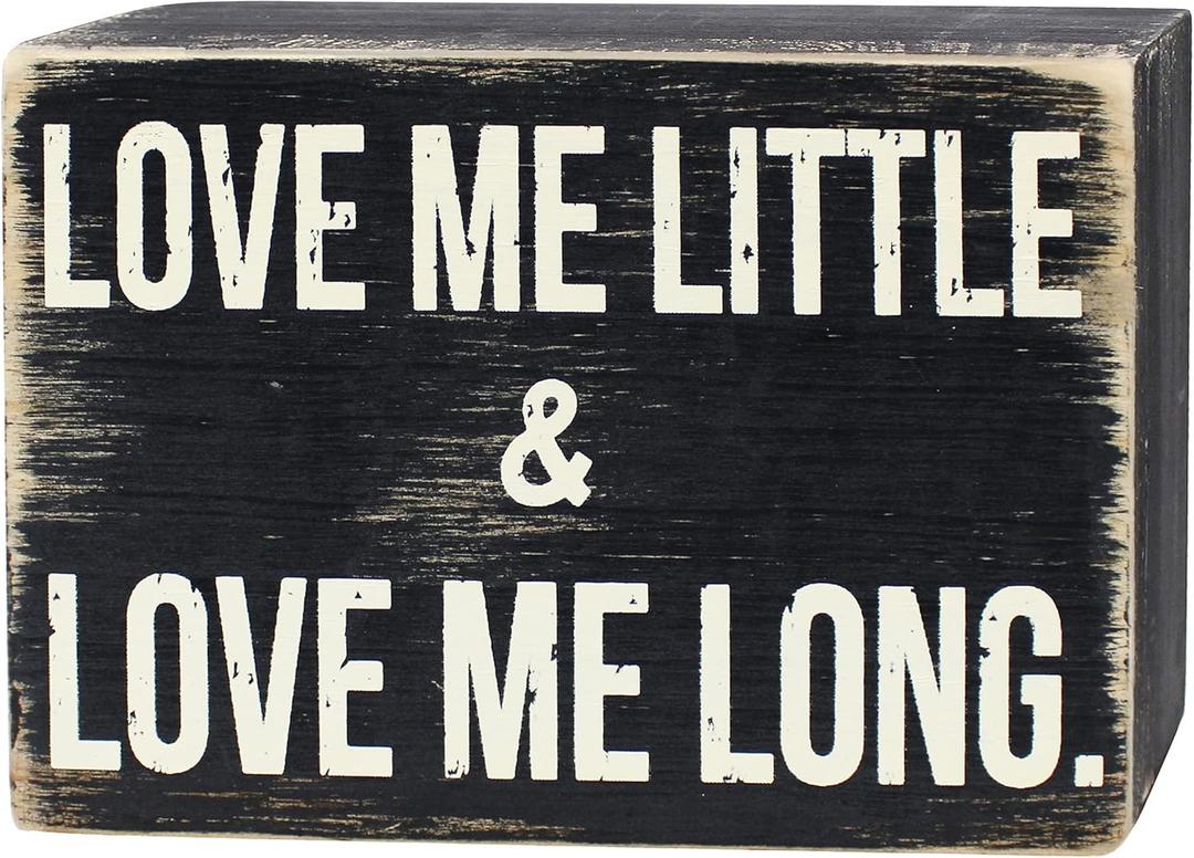 ARTGIFTHOU Farmhouse Distressed Wood Box Sign Vintage Signs Decor for Home Wall/Tabletop/Shelf/Office Decoration Art, Love Me Little & Love Me Long