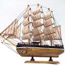 Smooth sailing boat model Mediterranean sailing boat wooden sailing boat furniture decoration room decoration (main brown)