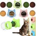 9PCS Catnip Toys, Cat Toys 3 Flavors Silvervine Ball on Wall, 360Rotatable & Replaceable Kitten Chew Treat for Cleaning Teeth, Kitty Dental Lickable Snack Cat Mint for Indoor