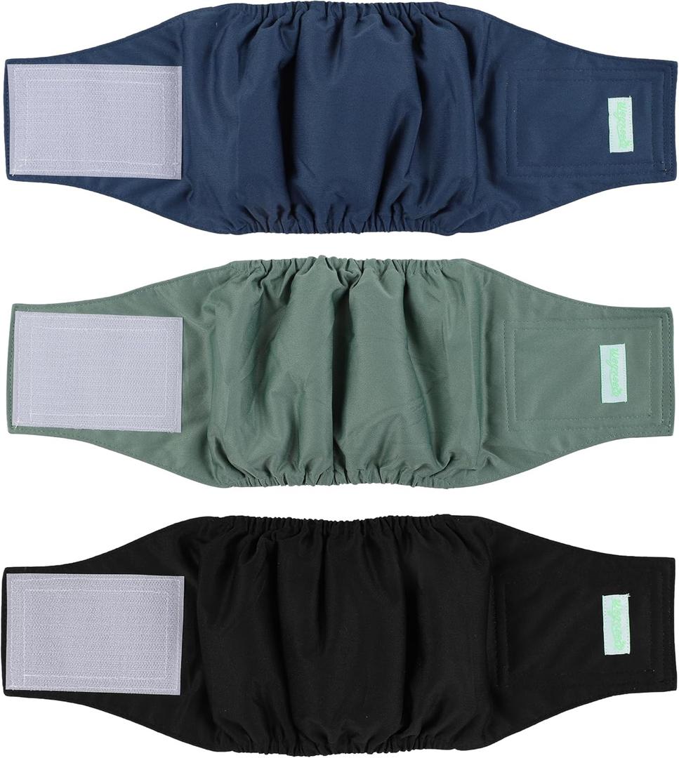 wegreeco Washable Male Dog Belly Band (Stylish Pattern)- Pack of 3 - Washable Male Dog Belly Wrap, Dog Diapers Male (Blue, Green, Black, X-Large)