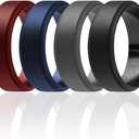 ROQ Silicone Rubber Wedding Ring for Men, Comfort Fit, Men's Wedding Band, Durable, Breathable Rubber Engagement Ring/Band, Step Edge, Multi Packs, Multi Colors, Size 10