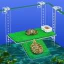 Adjustable Hanging Turtle Dock with Anti-Slip Artificial Grass Basking Platform Sturdy Acrylic Ramp for Aquatic Turtles, Compatible with Various Tank Sizes, Easy Setup (Transparent, 11x5.8 Inch)