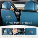 Coverado Car Seat Covers Full Set, Seat Covers for Cars, Front Seat Covers and Back Seat Cover Waterproof Leather Automotive Seat Cover, Universal Car Interior Protectors Cushion for Most Cars Blue