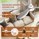 RGB Ceiling Fans with Lights 52 Inch, Quiet DC Motor LED Ceiling Fans with Remote for Bedroom, Living Room, Kitchen, 3CCT, 6 Speeds, Reversible, Dimmable, Timer, Memory, White