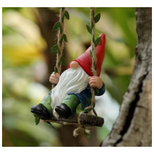 Garden Gnomes Outdoor Statue,Garden Gnome on Swing, Gnomes Decorations for Lawn Yard, Indoor and Outdoor Gnome Ornament for Christmas Tree Decor (Swing Gnome)