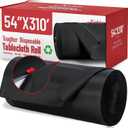 Plastic Tablecloth Roll, 310 Ft x 54 In Plastic Table Cloth Disposable Black Tablecloth Roll Premium PEVA Waterproof Black Table Cover Rolls with Cutter for Banquets, Festivals, Parties, Birthdays