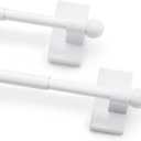 Deconovo Magnetic Curtain Rods 2Pack, Adjustable NoDrill Stainless Steel 16-28 Inch Rod, Strong Magnetic Hold for Doors, Windows & Rental Spaces, Easy Install, White Rods for Apartment Home & Office