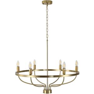 6-Light Chandelier Farmhouse Pendant Light Industrial Metal Hanging Light Classic Candle Ceiling Modern Chandelier for Kitchen Island Living Room Entryway Foyer Bedroom (Gold)