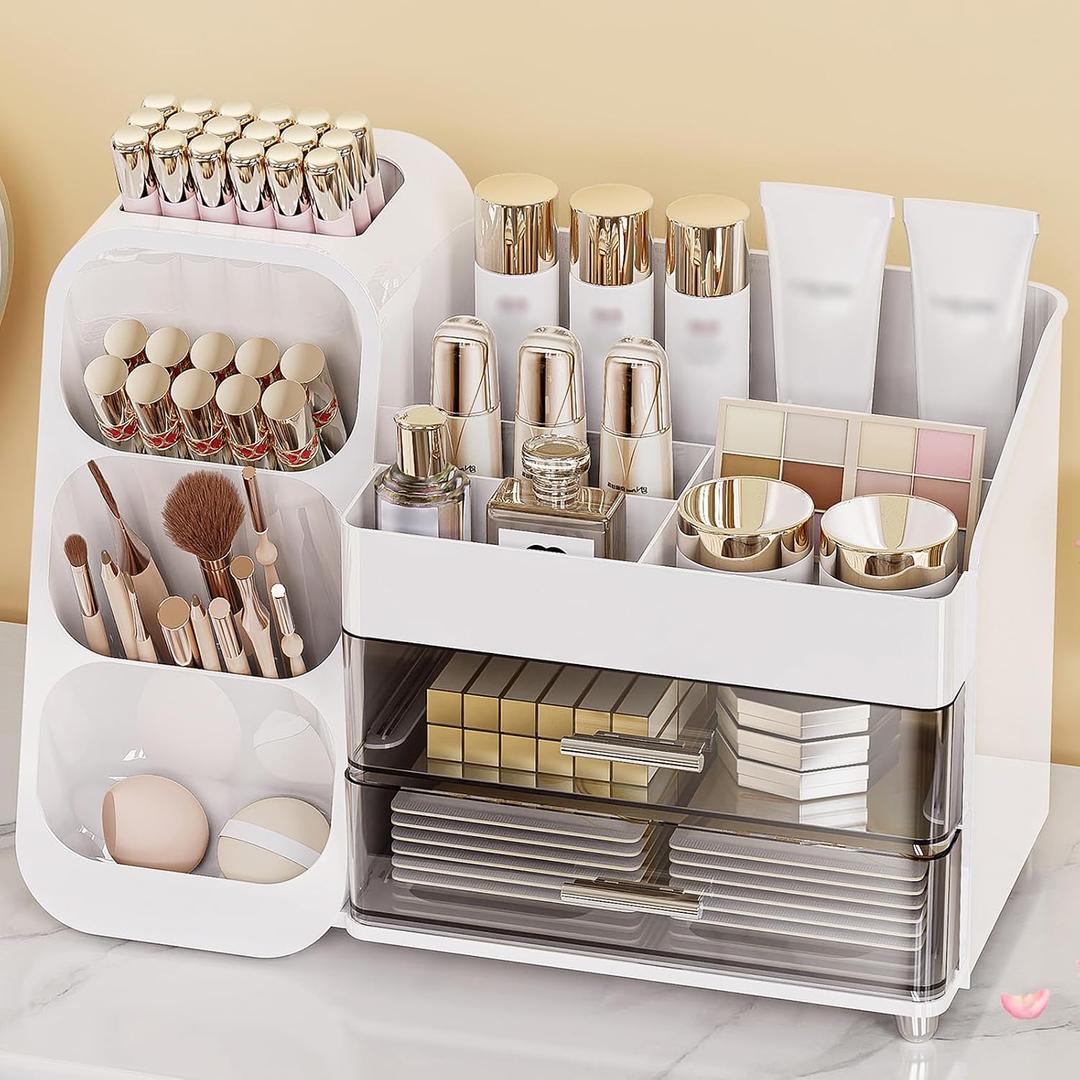 Anylady Large Capacity Makeup Organizer Countertop with Makeup Brush Holder for Vanity, Thickened Material, Bathroom Countertop Organizer Skin Care Perfumes Storage, Teen Girl Gifts for 13-25 Year, 
Item Dimensions D x W x H	11.7"D x 11.7"W x 15.6"H
Item Weight	1.53 kg