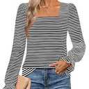 ZESICA Women's Square Neck Tops Puff Long Sleeve Shirts Fall Fashion 2026 Clothes Small