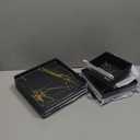 Melamine Dinnerware Sets - 12pcs Square Plates and Bowls Sets For 4, Indoor Outdoor Use, Dishwasher Safe, Black & Gold (BK&GD)