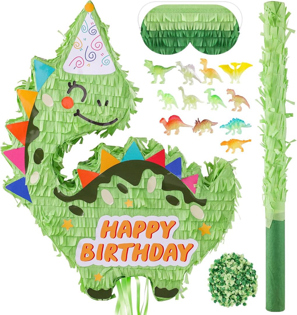 VinTS Dinosaur Piata Kids Dino Piata Birthday decorations with Blindfold Bat for Boys Girls Birthday Party Dinosaur Themed Party Game Activity Decor(16.5x13x3.15in) (Green) VinTS Dinosaur Piata Kids Dino Piata Birthday decorations with Blindfold Bat for Boys Girls Birthday Party Dinosaur Themed Party Game Activity Decor(16.5x13x3.15in) (Green)