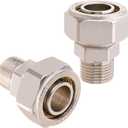 3/4 Straight Air Piping Fittings, 3/4 x 1/2 Male NPT Threads Adapter Fittings, Seal Taped Needed, Brass-Nickel Plated, 2PCS For Shop Compressed Air Line System