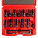 BLACKROBOT 1/4" Drive Universal Impact Socket Set, 16-Pieces Swivel Socket Set, Metric(5-15mm) Flexible Wobble Socket Set, 2", 6" Extension Bars, Socket Adapter, 6 Point, CR-MO