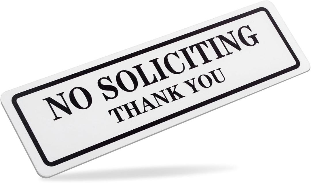 No Soliciting Sign for House That Keeps Solicitors Away, Super Strong Tape for All Surfaces, 8.3 2.4 In,2026 version, Perfect for Home Office Front Doors, Windows, Walls, Courtyard