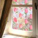 Window Film,Rainbow Window Privacy Film,Tulip Vine Double Sided Static Glass Window Clings Stickers for Home Office Living Room Bathroom Glass Windows Door Decor17.7" x 43.3"