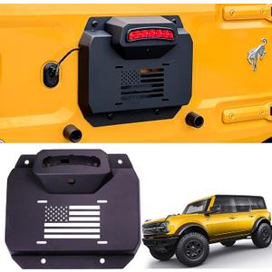 Spare Tire Delete Filler Plate for 2021 2022 2023 2024 2025 New Ford Bronco 2/4 Door Exterior Accessories with Rear License Plate Relocation Frame Kit & Third Brake Light & Backup Camera Hole