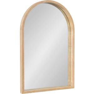 Kate and Laurel Hutton Modern Wood Arched Mirror; 24 x 36; Natural Wood; Decorative Transitional Large Arch Mirror with Deep Profile for Use as Bathroom Mirror for Over Sink