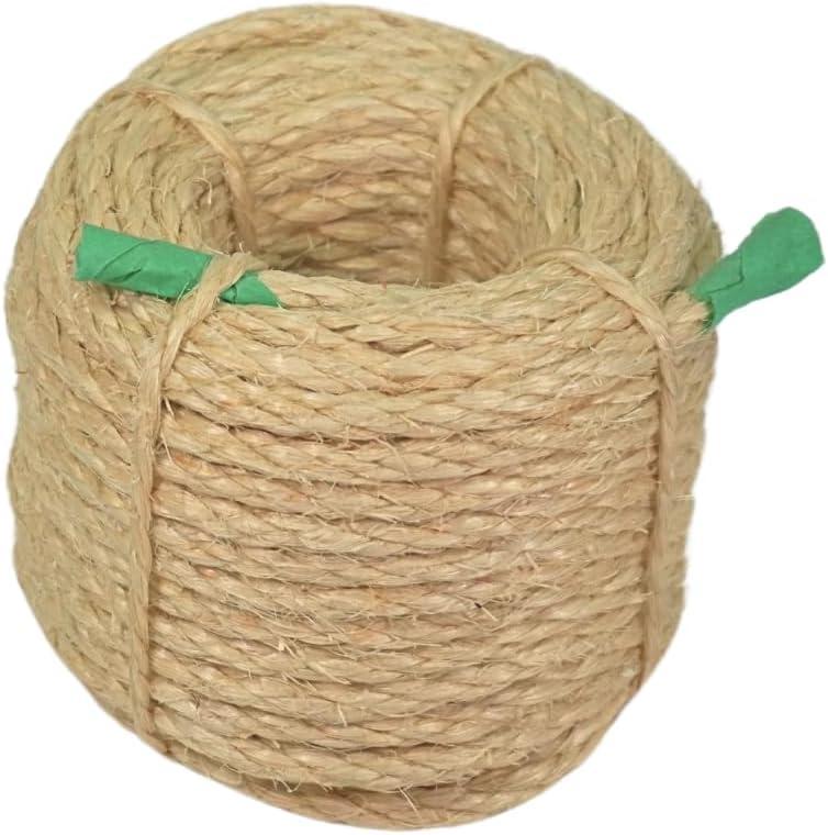 Premium Brazilian Sisal Rope, Natural Fiber 100% Sisal, Ultra Durable, Chemical-Free, Ideal for DIY, Cats, Scratching Post Replacement, Home Decor, Garden, Crafting (1/4 50 ft / 6mm 15m)