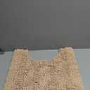 Yimobra Toilet Rugs U Shaped Washable 24 x 20, Non Slip and Super Absorbent Toilet Mat, Quick Dry, Ultra Luxury Microfiber Chenille Plush Fluffy Contour Bath Rugs for Toilet Base, Beige