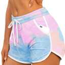Aloodor Womens Athletic Shorts Running Dolphin Shorts with Pockets and Drawstring (M)