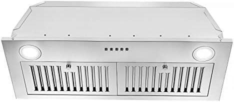 Zomagas Range Hood Insert 30 inch,Stainless Steel Kitchen Vent Hood 600CFM,Built-in Kitchen Stove Hood w/Front Button Controls and Front LED Lights,Baffle Filters,Ducted/ductless Convertible Duct