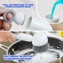Holikme Dish Brush with Soap Dispenser - Dish Brush with Long Handle Deep Cleaning, Dish Scrubber Switchable Modes for Dishes, Pans, Sink, Pots (White)