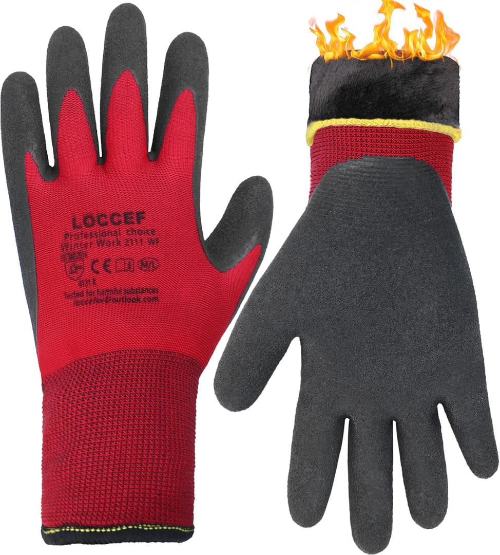 LOCCEF 2 Pairs Winter Work Gloves for Men and Women, Freezer Gloves for Work Below Zero, Thermal Insulated, Super Grip Medium Pack of 2