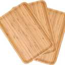 3 Pack 12 x 8 x 0.8 Inches Bamboo Serving Platter Tray, Bamboo Tray Cheese Plate Rectangular Platter for Fruit, Appetizer, Cheese