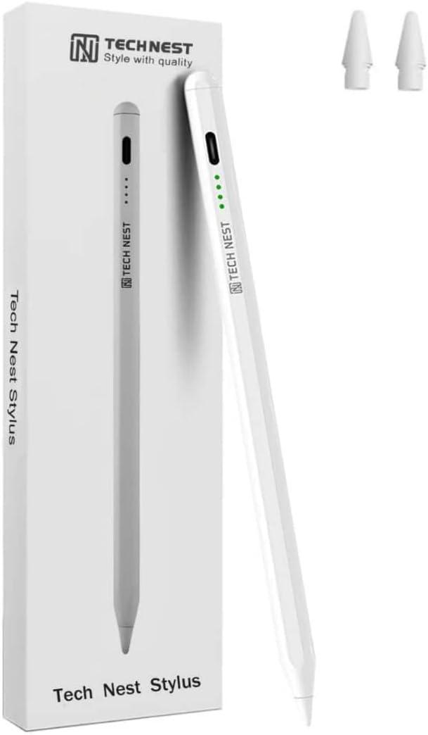 Stylus Pen for iPad 2018-2025, Fast Charge, Magnetic Charging, Palm Rejection Stylus for iPad 11/10/9/8/7/6th Gen, Air 7/6/5/4/3/M3/M2, Pro 13"/12.9"/11"/M4, Mini 7/6/5th, White