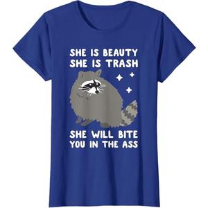 She is Beauty She is Trash she Will bite You in The Ass TShirt, Pack Of 2, Size L, XL Royal Blue
