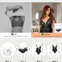 Popilush Shapewear Bodysuits for Women Lace Corset Tops Tummy Control V Neck Sleeveless Body Suit Thongs, 4XL