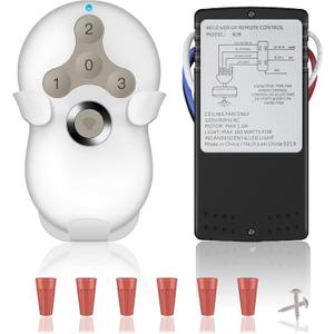 Universal Ceiling Fan Remote Control Kit, 3-Speed Fan and Dimmer Light Control, Easy DIY Install, Replacement for Hunter Hampton Bay Harbor Breeze Litex and More Brands (Models 99122, 99123, 99600)