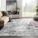 Abstract Area Rug 5x7 - Washable, Stain Resistant with Non-Slip Backing for Living Room, Bedroom, Bathroom, Kitchen (Dark Gray)