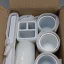 Resin Bathroom Toothbrush Cups Set with Holder and Tray, 4 Pcs Matte White Bathroom Accessories Set Counter Organizer for Sink Home Decor