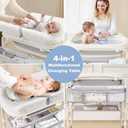 Baby Bathtub with Foldable Changing Table, Standing Infant Bath Tub for Newborn Toddler Shower, Portable Diaper Changing Station with Stand
