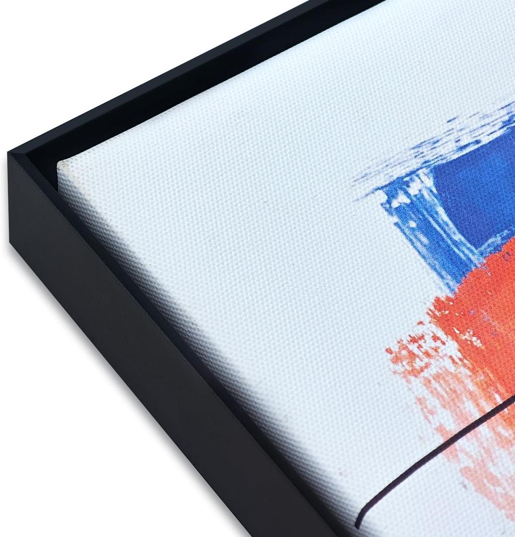 20"x40" Canvas Frame, DIY Frame for 0.6"-0.9" Depth Canvas Painting (1 PCS) | Black Clean Modern Lines, Self-assembly Frame, 0.2 inch wide shadow effect floating frame, Vertical & Horizontal Hanging
