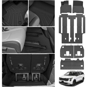 Cartist Floor Mats for Kia Carnival Hybrid 8 Seats 2025 2026 (Only Fit Hybrid), All Weather Cargo Liner for Carnival Accessories, Heavy Duty TPE Floor Mats and Cargo Mats, Car Accessories