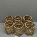 Defined Deco 6 Pack Rattan Lamp Shade,5x5x6Inch Chandelier Shades,Boho Small Lamp Shades Replacement,Cylinder Woven Lampshade for Floor Lamps,Table Lamp,Pendant Light,Wall Sconces Light Fixture