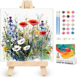 Yezavesu Flower Framed Paint by Numbers Kit for Adults Beginner & Kids Ages 8-12, Wildflowers Paint by Number Without Easel, DIY Adult Paint by Numbers Flowers for Home Wall Decor Gift 10x 10 inch (YOP911)