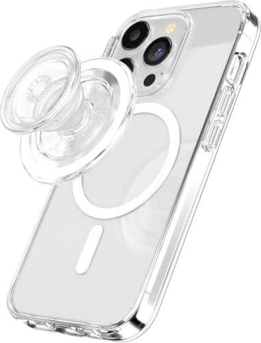 PopSockets PopGrip for MagSafe, Magnetic Phone Grip & Stand, Swappable Top, Secure Grip for iPhone MagSafe Cases, Kickstand for Hands-Free Viewing, Wireless Charging Compatible - Clear