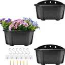ORIMERC 9.8 inch 3 Pack Wall Hanging Planters Pots for Indoor Plants Wall Plants Holder with Drainage Hole Balcony Planters Railing Hanging Pot Fence Vertical Living Mount Outdoor with Hooks/Screws (Dark Coffee)