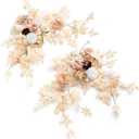 Ling's Moment 2PCS White & Beige Artificial Floral Swags Centerpieces,Ivory Wedding Flower Garland Greenery Arrangements for Sweetheart/Head Table Decor Wall Arch Home Garden Decor