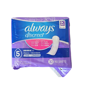 Always Discreet Adult Incontinence Pads for Women, Heavy, LVL 5, 32 Count