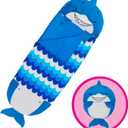 Happy Nappers Pillow & Sleepy Sack- Comfy, Cozy, Compact, Super Soft, Warm, All Season, Sleeping Bag with Pillow- Blue Shark (Medium- 54 x 20)