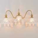 Vintage Bathroom Light Fixtures Over Mirror, 3-Light Brass Wall Sconce Lighting with Flower Glass Shade, Farmhouse Vanity Lights for Bedroom Kitchen Living Room Hallway Light