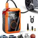 Portable Air Pump for Car Tires, 150 PSI Tire Inflator Cordless w/LED Light, Auto Shut-off Air Compressor Bike Tire Pumps w/Pressure Gauge for Car Bicycle Motorcycle Ball, Mather's Day Gifts for Mom (Black&orange)